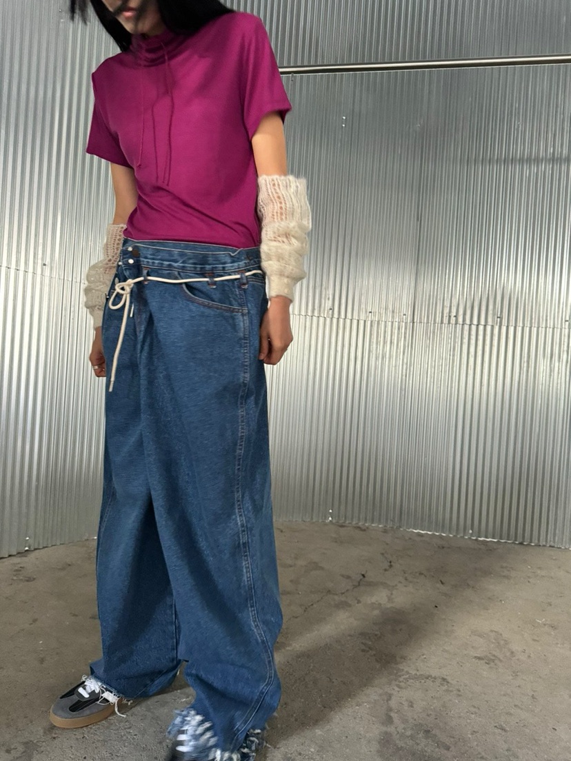 FRANC—L韓國代購㊣女裝新款時尚人氣推薦休閑牛仔褲含腰繩FRANC牛仔褲