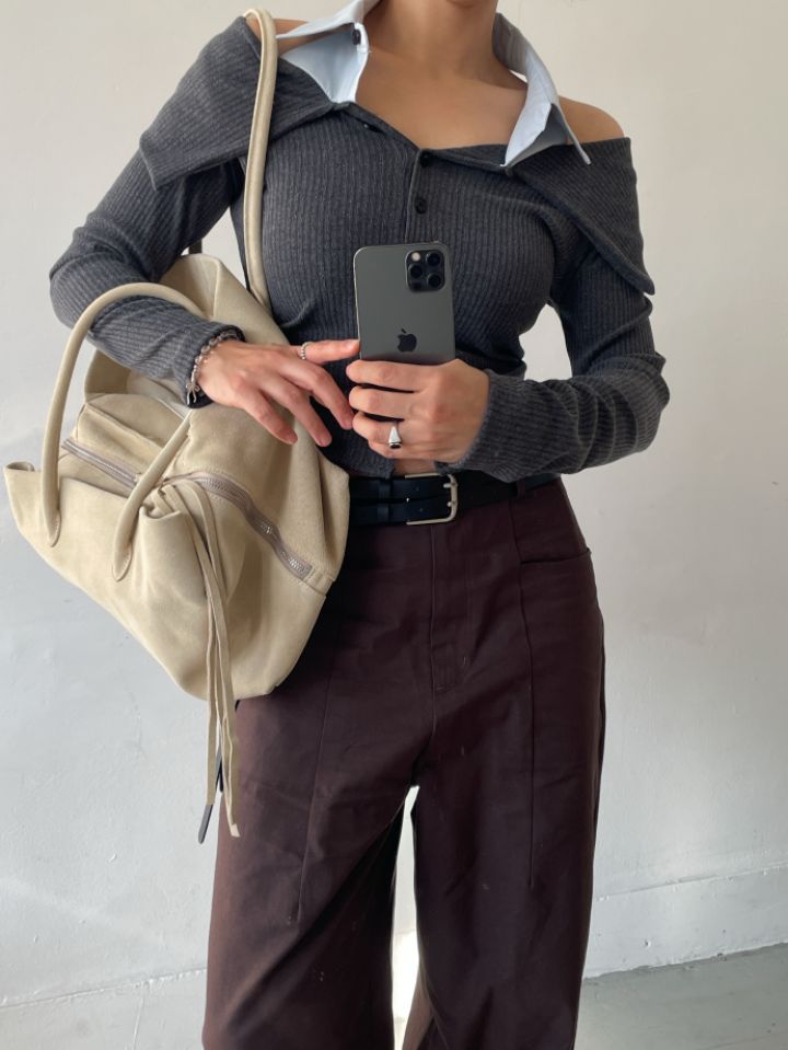 CRONG韓國直郵㊣女裝新品時尚休閑職業人氣25秋冬襯衫蕾絲衫CRONG襯衫/蕾絲衫