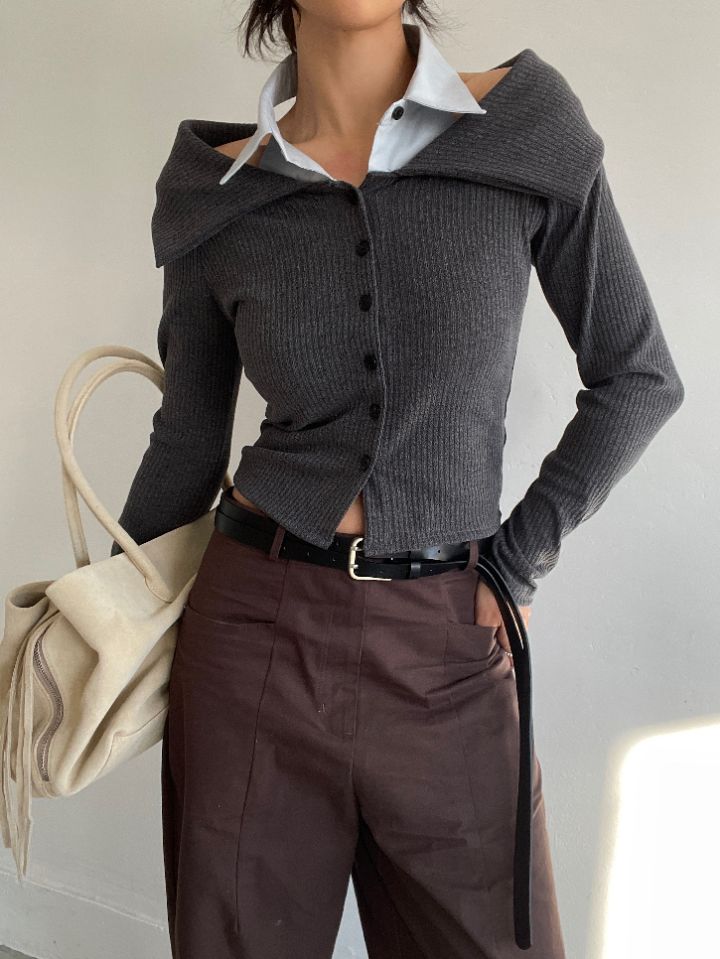 CRONG韓國直郵㊣女裝新品時尚休閑職業人氣25秋冬襯衫蕾絲衫CRONG襯衫/蕾絲衫