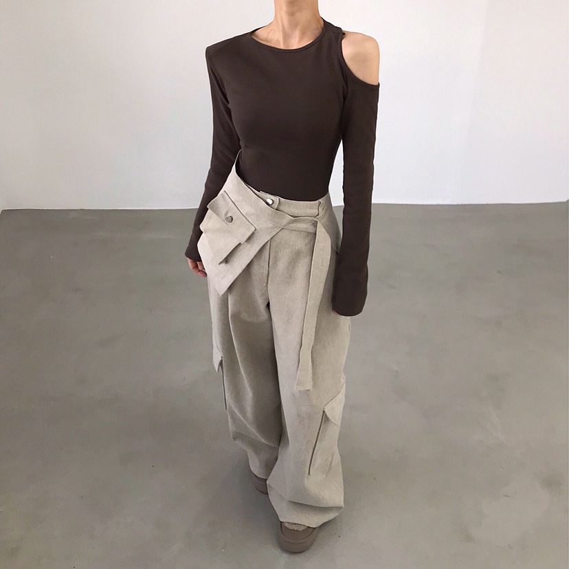 2TWO MOON韓國代購㊣女裝新款職業人氣休閑時尚長袖T恤兩面穿2TWO MOON長袖T恤