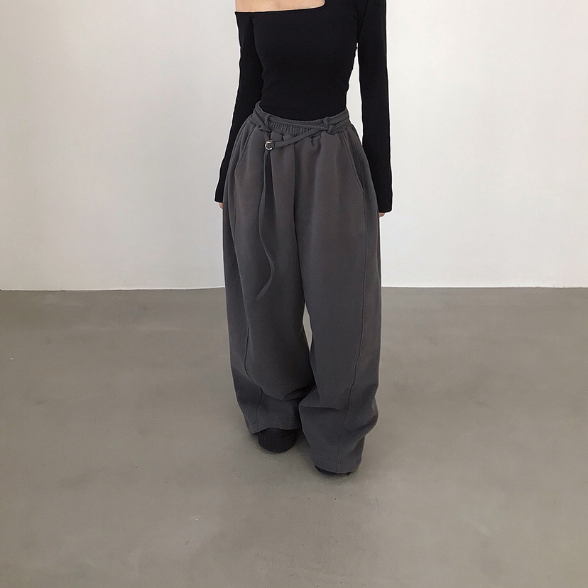 2TWO MOON東大門㊣實拍女裝新款推薦休閑褲含腰繩浣熊腰帶2TWO MOON休閑褲