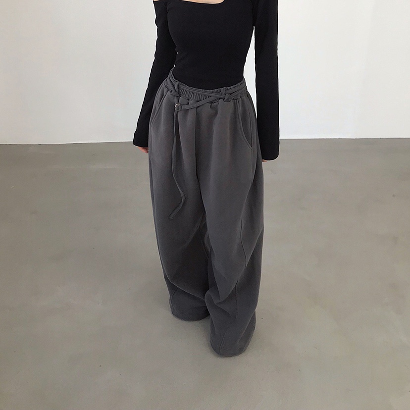 2TWO MOON東大門㊣實拍女裝新款推薦休閑褲含腰繩浣熊腰帶2TWO MOON休閑褲