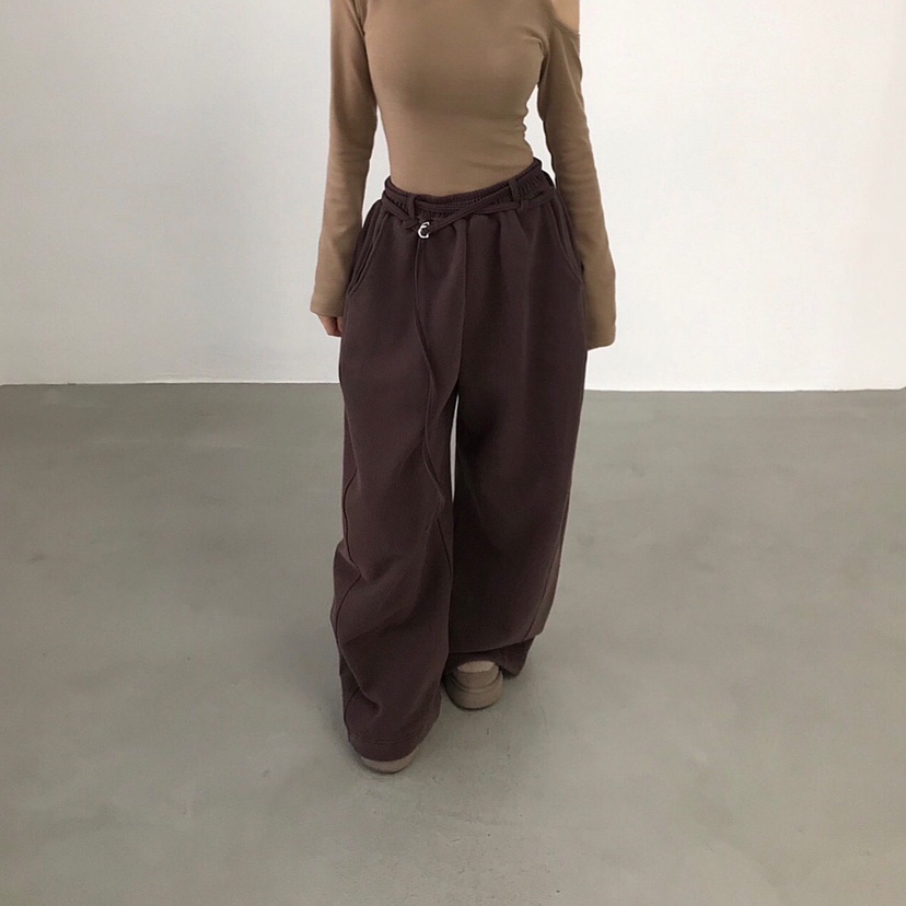 2TWO MOON東大門㊣實拍女裝新款推薦休閑褲含腰繩浣熊腰帶2TWO MOON休閑褲