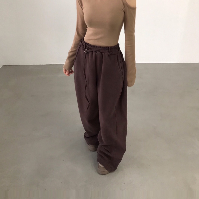 2TWO MOON東大門㊣實拍女裝新款推薦休閑褲含腰繩浣熊腰帶2TWO MOON休閑褲