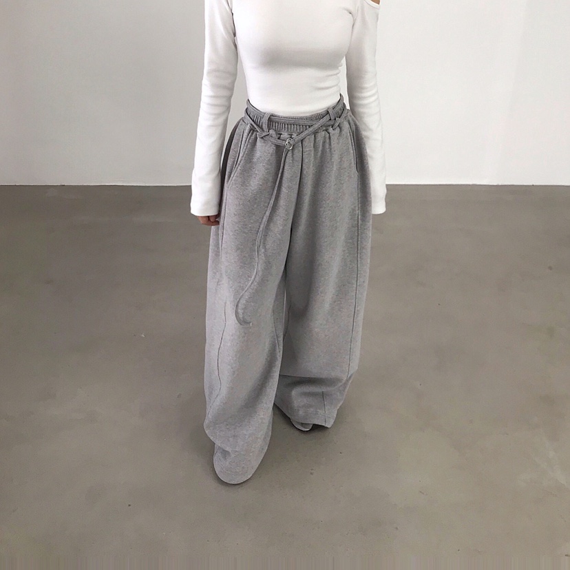 2TWO MOON東大門㊣實拍女裝新款推薦休閑褲含腰繩浣熊腰帶2TWO MOON休閑褲