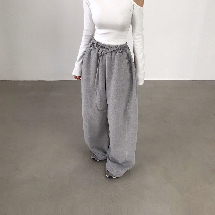 2TWO MOON東大門㊣實拍女裝新款推薦休閑褲含腰繩浣熊腰帶2TWO MOON休閑褲