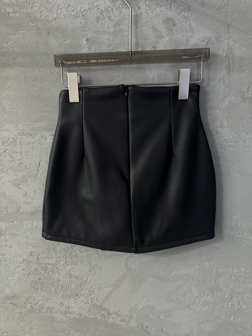 COME OPEN東大門㊣實拍女士新品25秋冬職業人氣時尚短裙皮革COMP-(COME OPEN)短裙