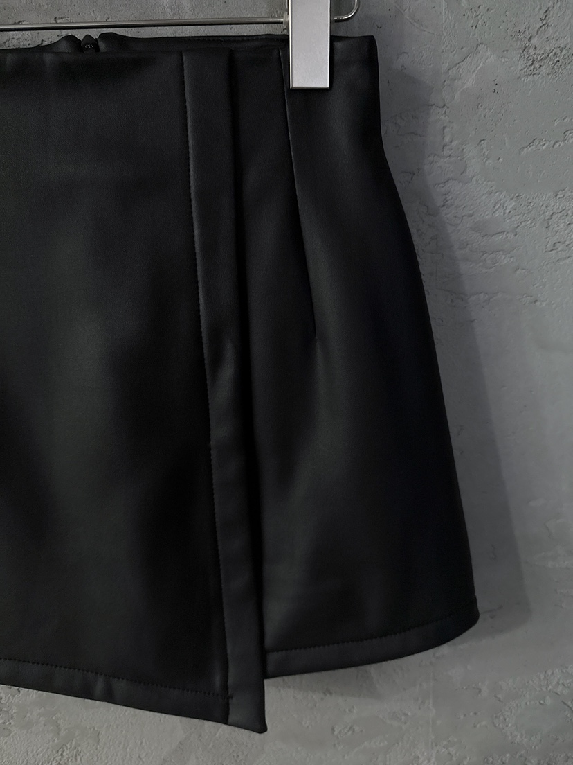 COME OPEN東大門㊣實拍女士新品25秋冬職業人氣時尚短裙皮革COMP-(COME OPEN)短裙