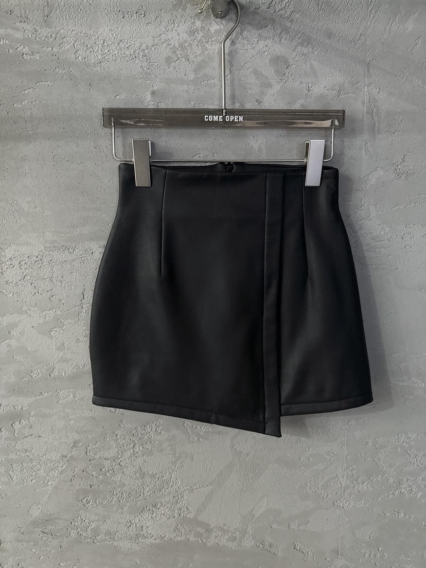 COME OPEN東大門㊣實拍女士新品25秋冬職業人氣時尚短裙皮革COMP-(COME OPEN)短裙圖色1