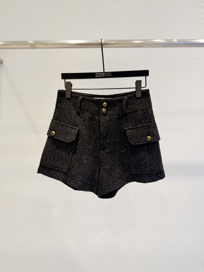CORAL韓國代購㊣女裝新品職業熱賣休閑25秋冬時尚人氣短褲口袋CORAL短褲