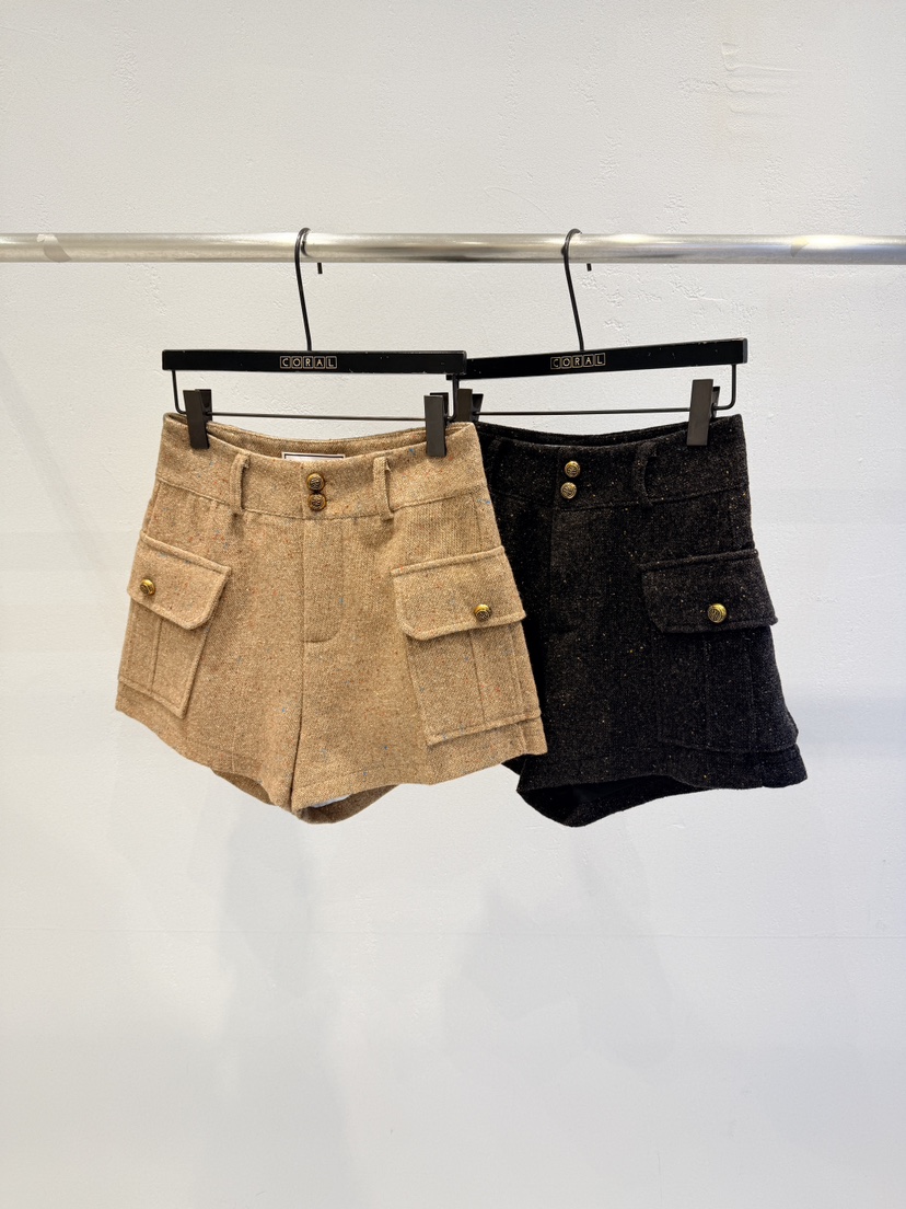 CORAL韓國代購㊣女裝新品職業熱賣休閑25秋冬時尚人氣短褲口袋CORAL短褲