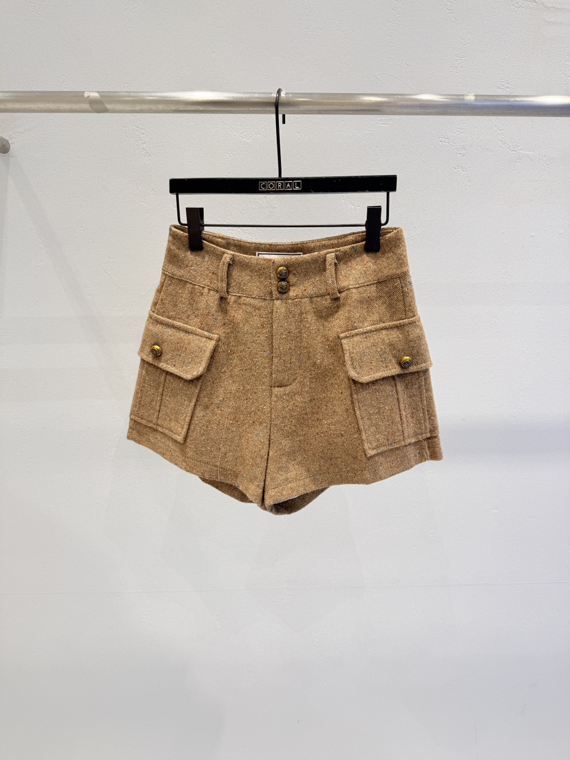 CORAL韓國代購㊣女裝新品職業熱賣休閑25秋冬時尚人氣短褲口袋CORAL短褲圖色1