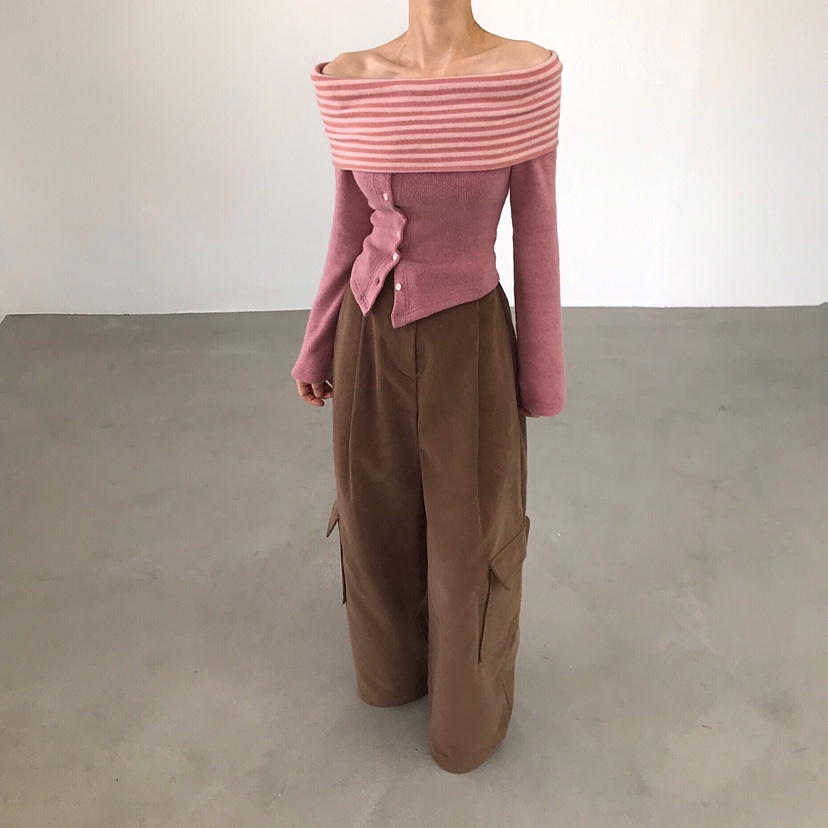 2TWO MOON東大門㊣直郵女士新款熱賣休閑推薦時尚長袖T恤露肩2TWO MOON長袖T恤