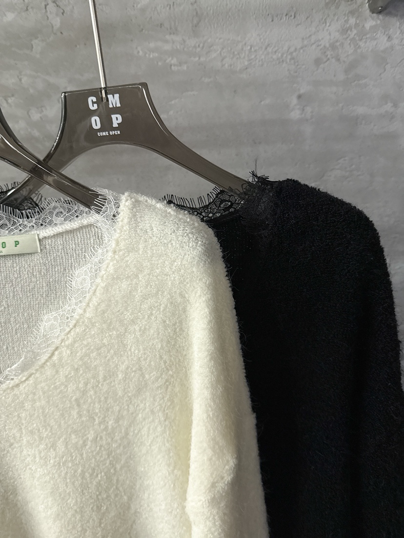 COME OPEN韓國直郵㊣女士新品25秋冬人氣熱賣時尚針織衫蕾絲COMP-(COME OPEN)針織衫