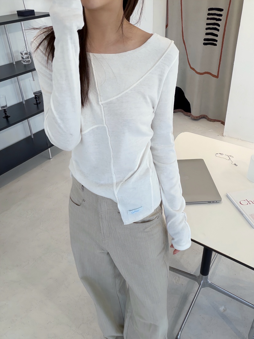 GLITTER東大門㊣實拍女裝新款25秋冬熱賣推薦職業休閑長袖T恤GLITTER長袖T恤