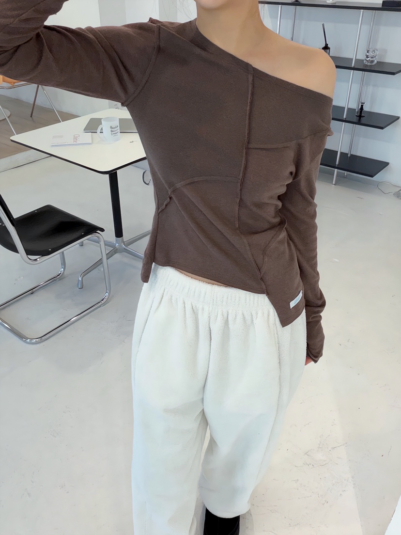 GLITTER東大門㊣實拍女裝新款25秋冬熱賣推薦職業休閑長袖T恤GLITTER長袖T恤