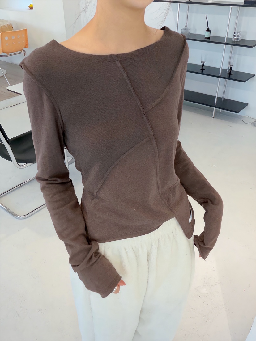 GLITTER東大門㊣實拍女裝新款25秋冬熱賣推薦職業休閑長袖T恤GLITTER長袖T恤