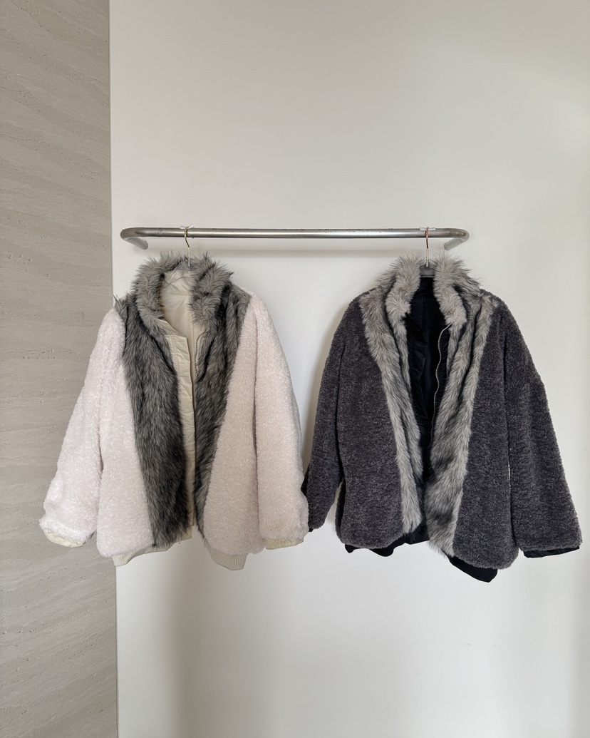 SYMBOL東大門㊣代購女裝新款休閑推薦人氣夾克兩面穿皮草雙面SYMBOL夾克