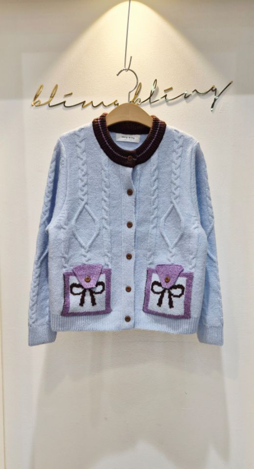 RICO東大門㊣直郵女士新款25秋冬職業時尚人氣休閑針織衫口袋bling bling/RICO針織衫圖色1