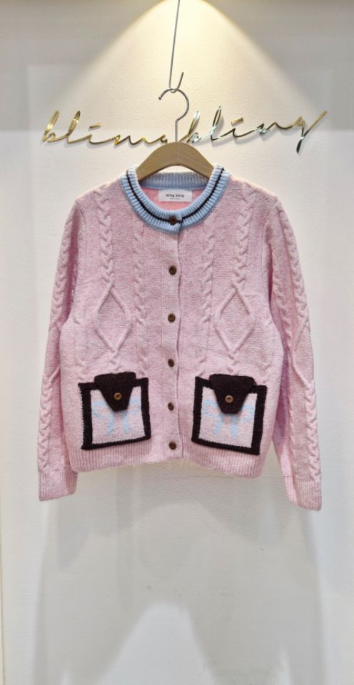 RICO東大門㊣直郵女士新款25秋冬職業時尚人氣休閑針織衫口袋bling bling/RICO針織衫圖色2