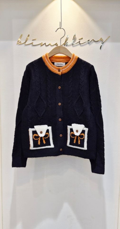 RICO東大門㊣直郵女士新款25秋冬職業時尚人氣休閑針織衫口袋bling bling/RICO針織衫圖色3