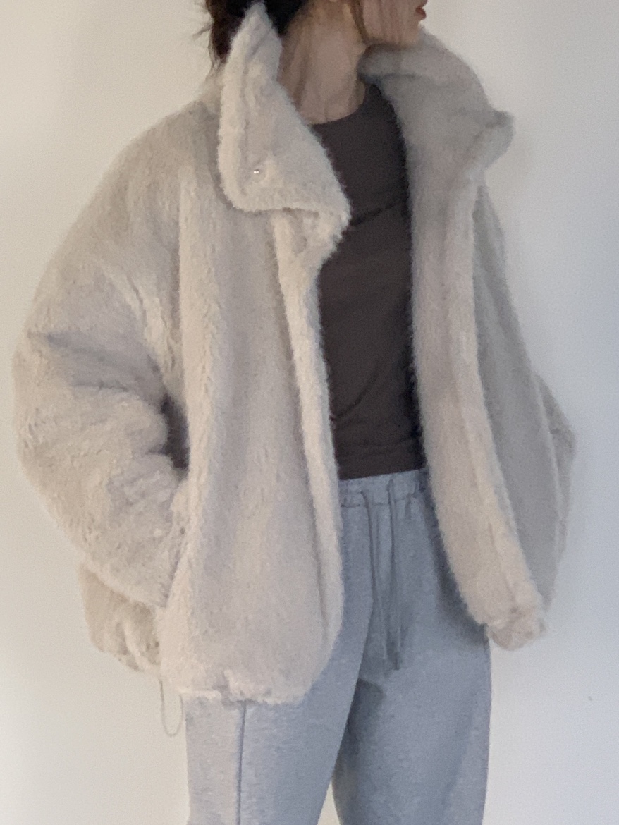 LOGARDEN東大門㊣代購女士新品熱賣人氣時尚短款大衣毛絨高領LO GARDEN短款大衣