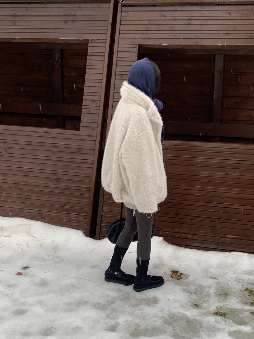 LOGARDEN東大門㊣代購女士新品熱賣人氣時尚短款大衣毛絨高領LO GARDEN短款大衣