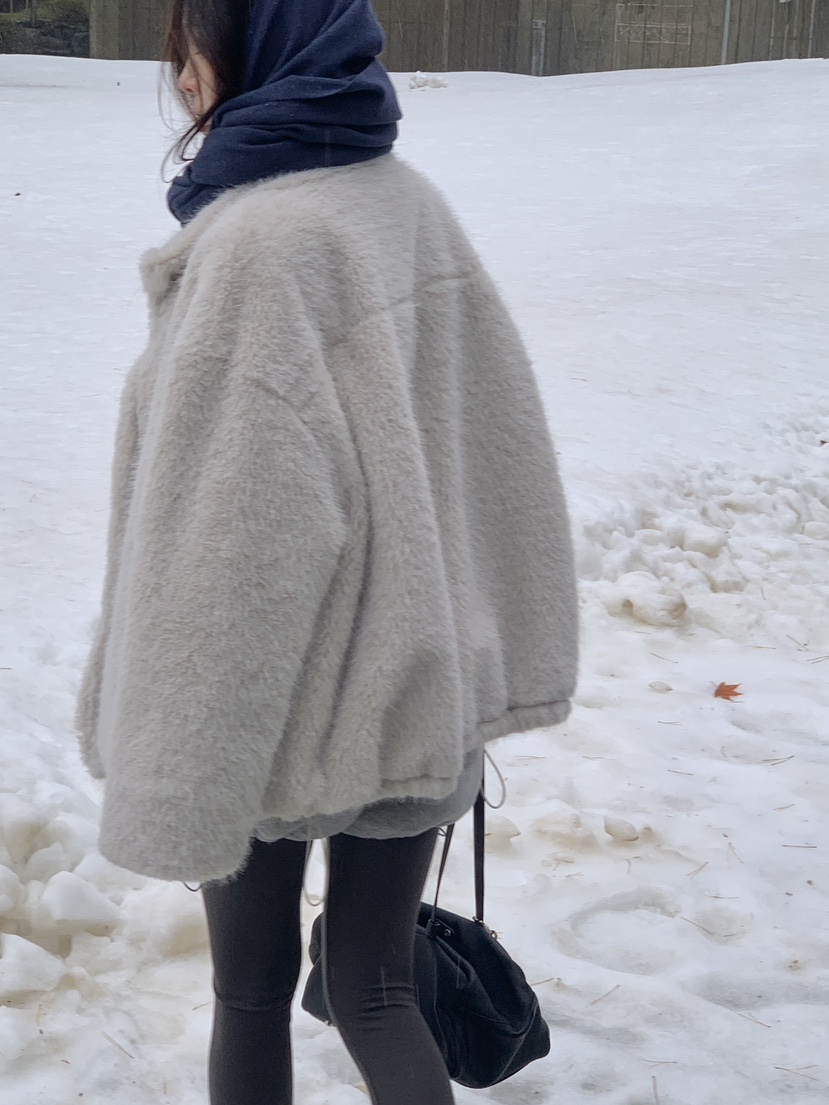 LOGARDEN東大門㊣代購女士新品熱賣人氣時尚短款大衣毛絨高領LO GARDEN短款大衣