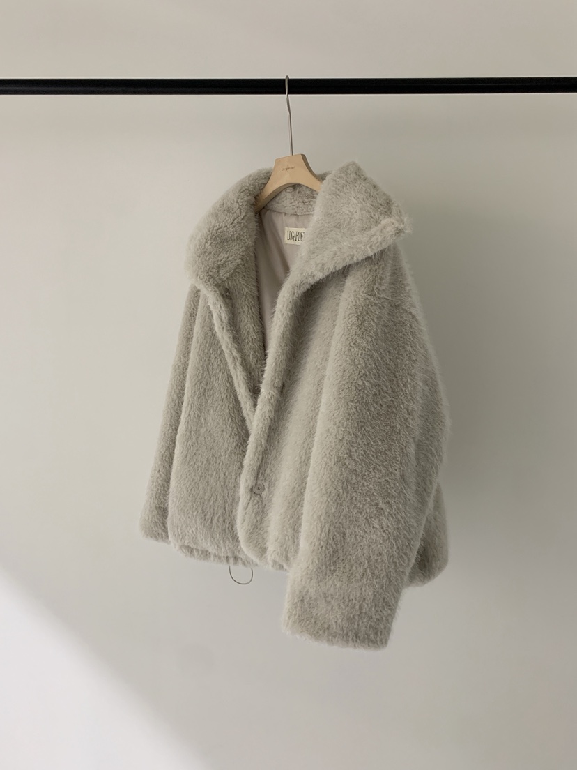 LOGARDEN東大門㊣代購女士新品熱賣人氣時尚短款大衣毛絨高領LO GARDEN短款大衣