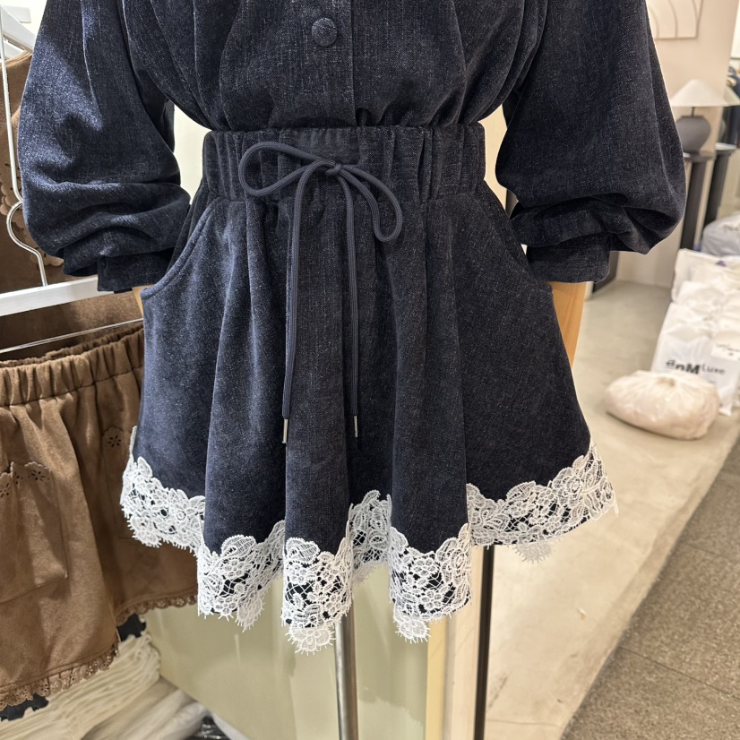 OREUM東大門㊣直郵女裝新品熱賣人氣職業休閑推薦時尚短褲褶皺OREUM短褲圖色2深藍色