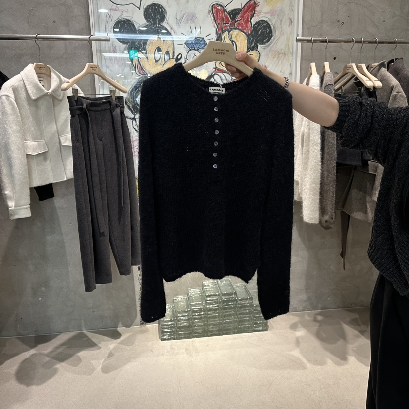 LAMAGIEPIE東大門㊣代購女士新款職業休閑25秋冬熱賣針織衫LAMAGIE GREY針織衫圖色3黑色