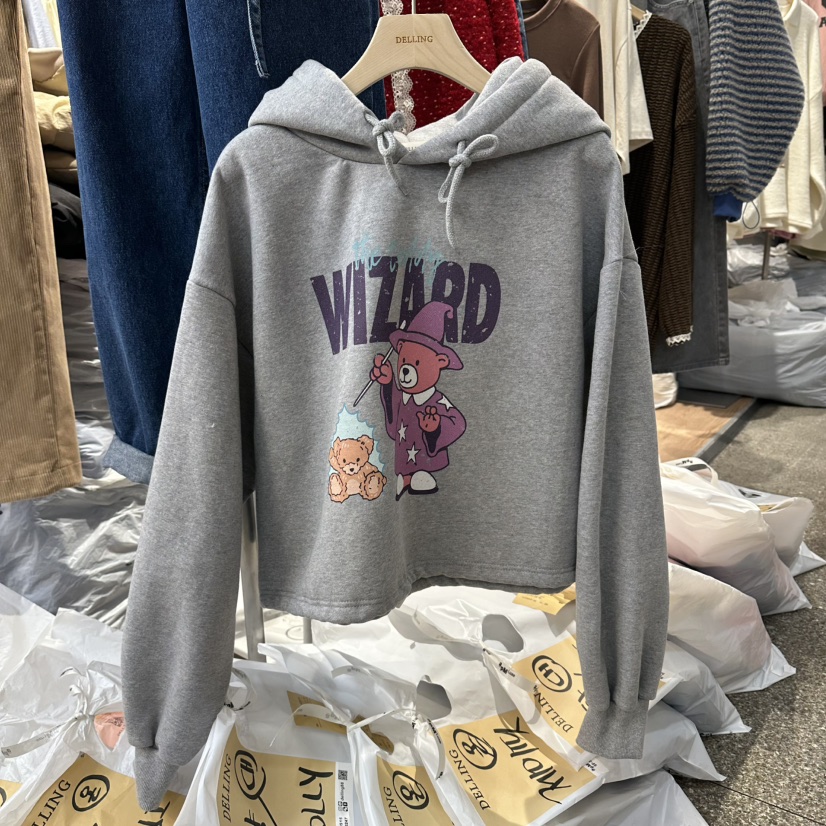 DELLING韓國直郵㊣女裝新款人氣推薦25秋冬職業熱賣衛衣連帽衫DELLING衛衣圖色2