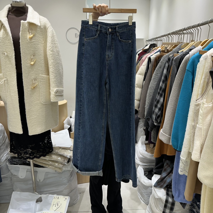 EN.U東大門㊣實拍女士新款休閑25秋冬推薦職業熱賣牛仔褲絨EN.U牛仔褲圖色1