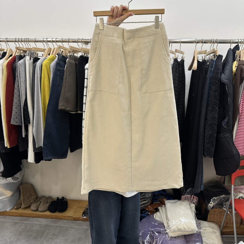 DELIGHT-L東大門㊣實拍女士新品休閑推薦人氣職業長裙燈芯絨DELIGHT-L長裙圖色1