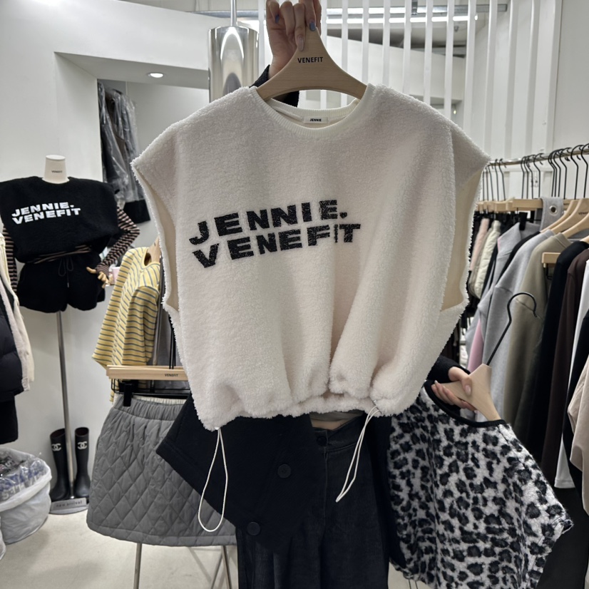 VENEFIT東大門㊣實拍女士新款職業25秋冬推薦人氣吊帶背心抓絨VENEFIT/JENNIE吊帶/背心圖色1