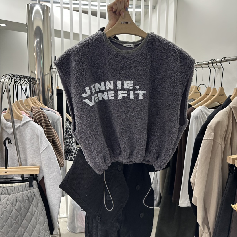 VENEFIT東大門㊣實拍女士新款職業25秋冬推薦人氣吊帶背心抓絨VENEFIT/JENNIE吊帶/背心圖色2