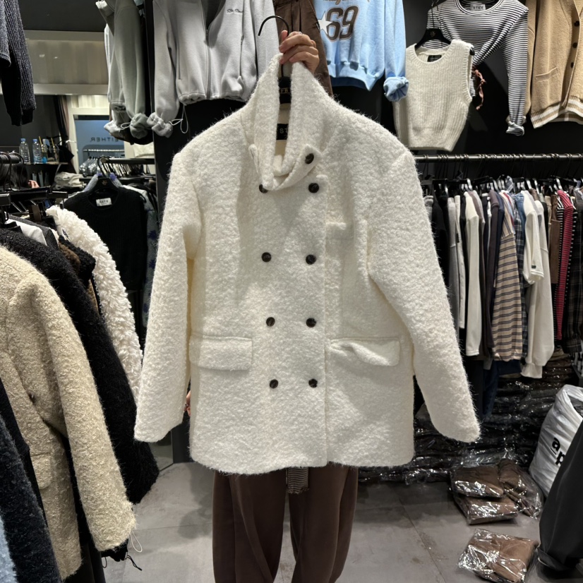 LONE STAR韓國直郵㊣女裝新品職業人氣時尚熱賣休閑短款大衣STAR-L短款大衣圖色1白色