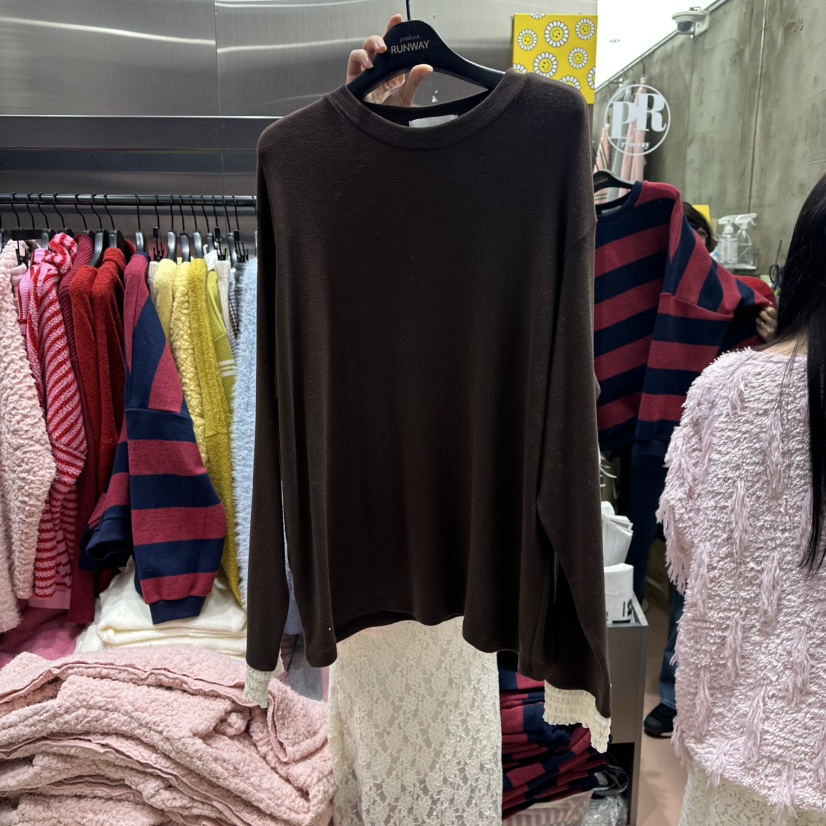 RUNWAY-런웨이韓國直郵㊣女裝新品時尚推薦熱賣25秋冬長袖T恤RUNWAY長袖T恤圖色2棕色