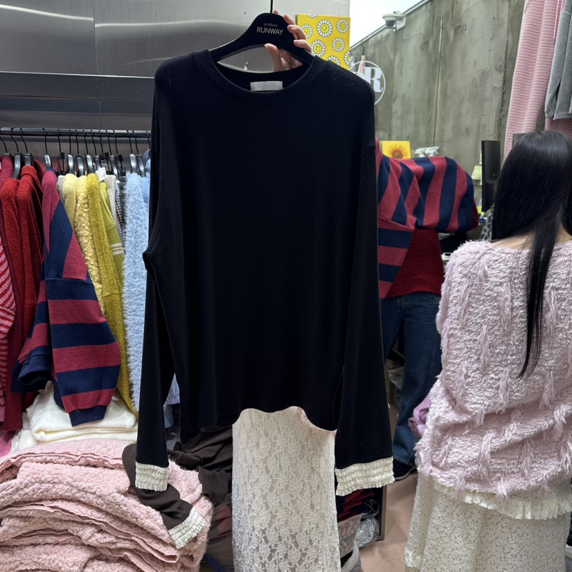 RUNWAY-런웨이韓國直郵㊣女裝新品時尚推薦熱賣25秋冬長袖T恤RUNWAY長袖T恤圖色3黑色