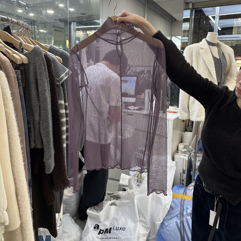 FOUNDATION東大門㊣代購女裝新款熱賣時尚休閑25秋冬襯衫蕾絲衫FOUNDATION襯衫/蕾絲衫圖色2