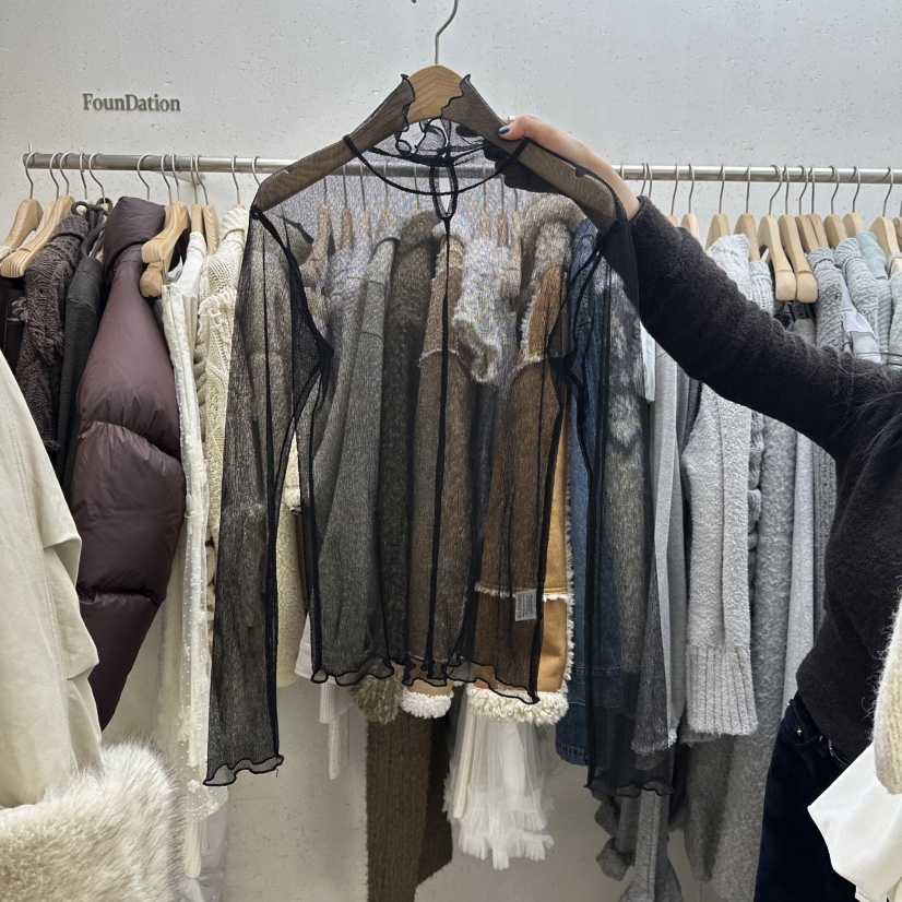 FOUNDATION東大門㊣代購女裝新款熱賣時尚休閑25秋冬襯衫蕾絲衫FOUNDATION襯衫/蕾絲衫圖色3