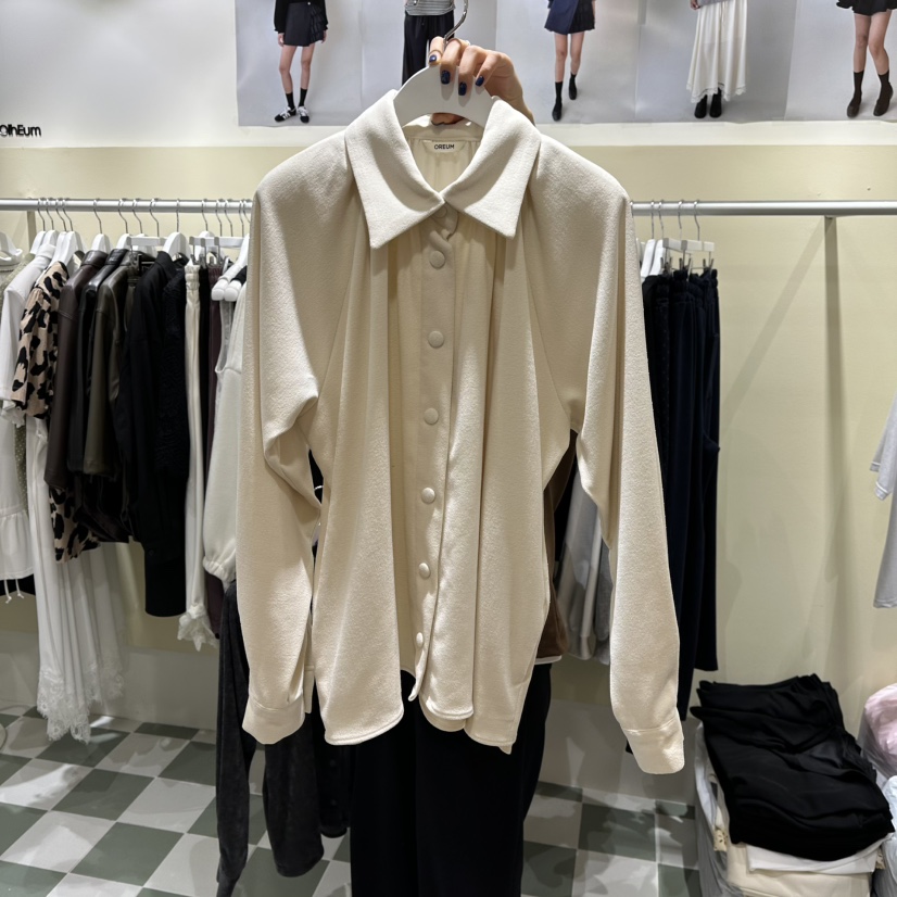 OREUM東大門㊣實拍女士新品時尚25秋冬熱賣推薦襯衫蕾絲衫褶皺OREUM襯衫/蕾絲衫圖色1