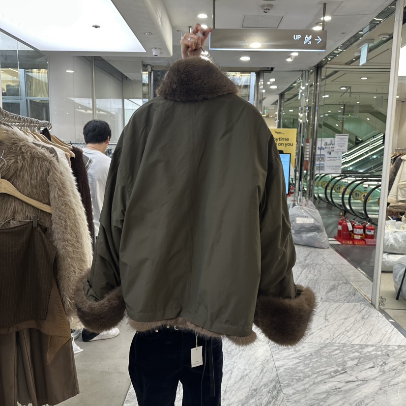 FOUNDATION韓國代購㊣女士新品人氣25秋冬夾克兩面穿狐貍雙面FOUNDATION夾克