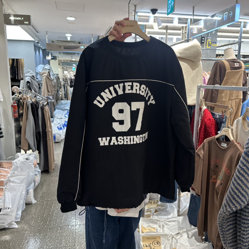 DELLING韓國代購㊣女裝新品人氣25秋冬時尚推薦職業衛衣條紋DELLING衛衣圖色2