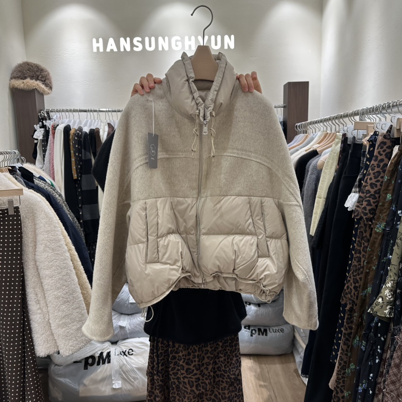 HANSUNGHYUN東大門㊣實拍女裝新品真品短款羽絨服羊毛填充鴨絨HANSUNGHYUN短款羽絨服圖色1