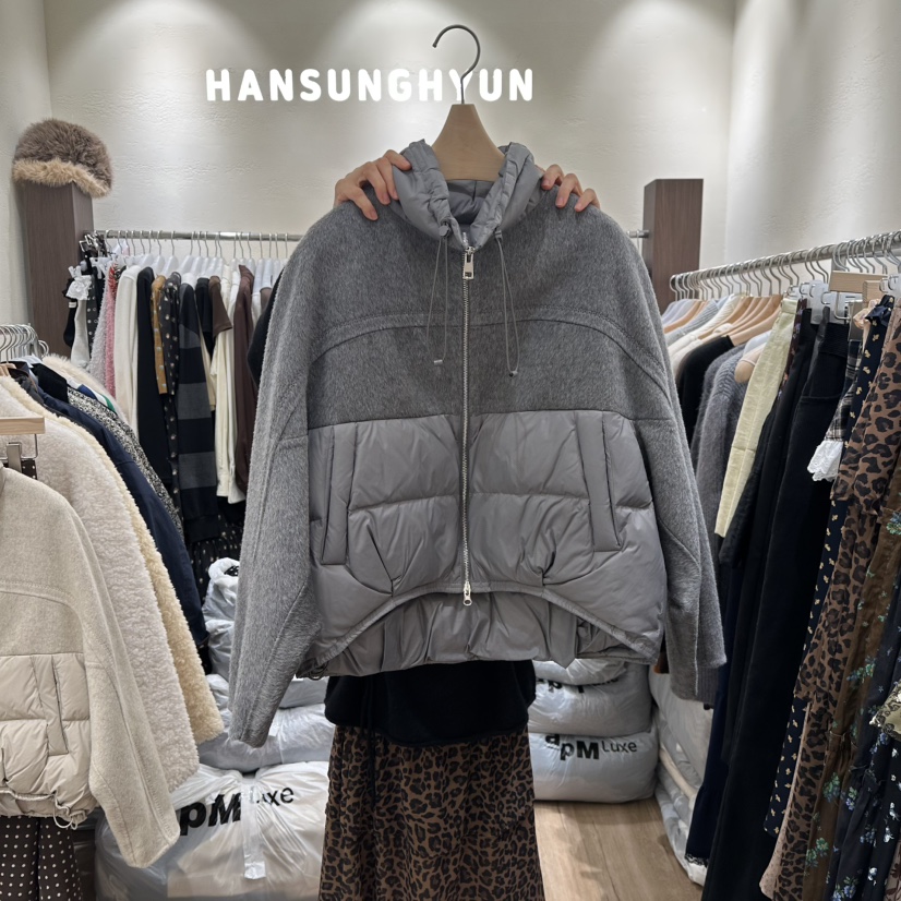 HANSUNGHYUN東大門㊣實拍女裝新品真品短款羽絨服羊毛填充鴨絨HANSUNGHYUN短款羽絨服圖色2