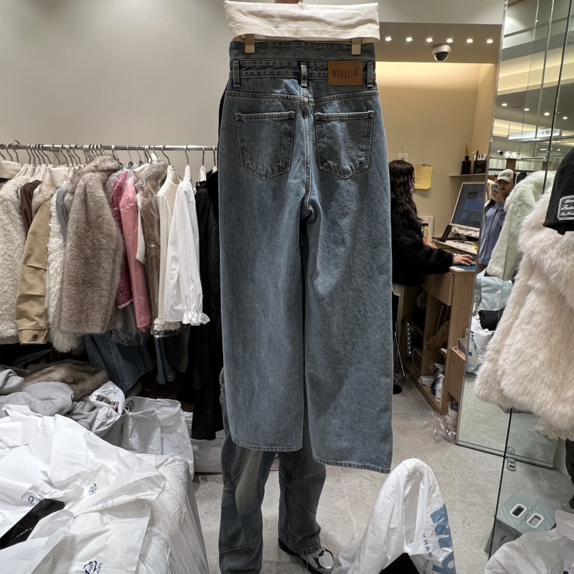 BY FLOW東大門㊣代購女士新款時尚職業熱賣推薦休閑牛仔褲BY FLOW牛仔褲
