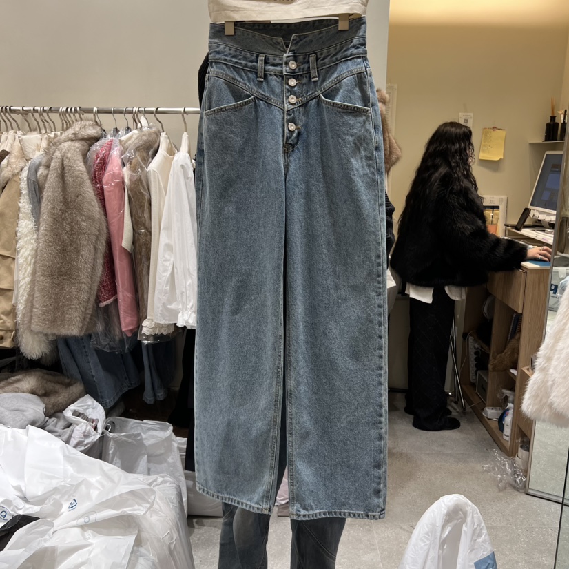 BY FLOW東大門㊣代購女士新款時尚職業熱賣推薦休閑牛仔褲BY FLOW牛仔褲圖色1