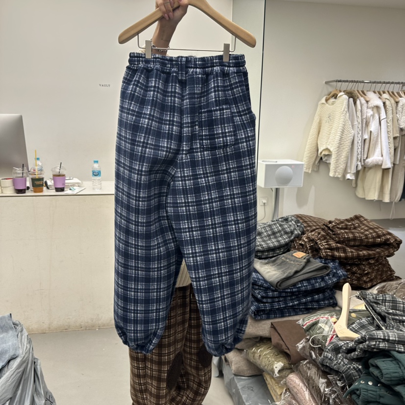 VAULT韓國直郵㊣女士新款職業休閑熱賣人氣25秋冬休閑褲加絨格子VAULT休閑褲