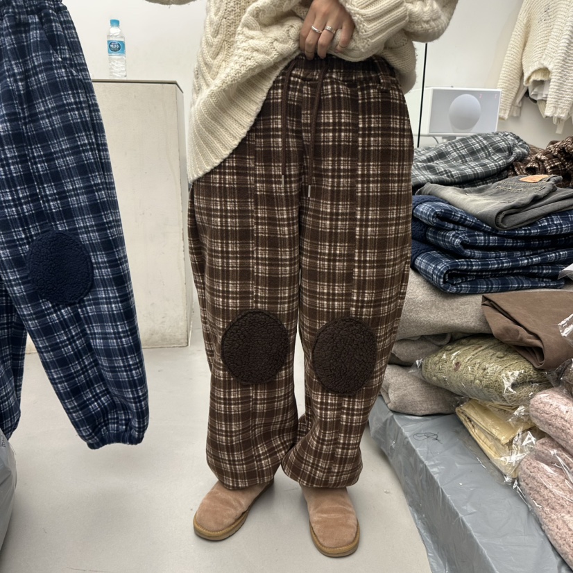 VAULT韓國直郵㊣女士新款職業休閑熱賣人氣25秋冬休閑褲加絨格子VAULT休閑褲圖色1